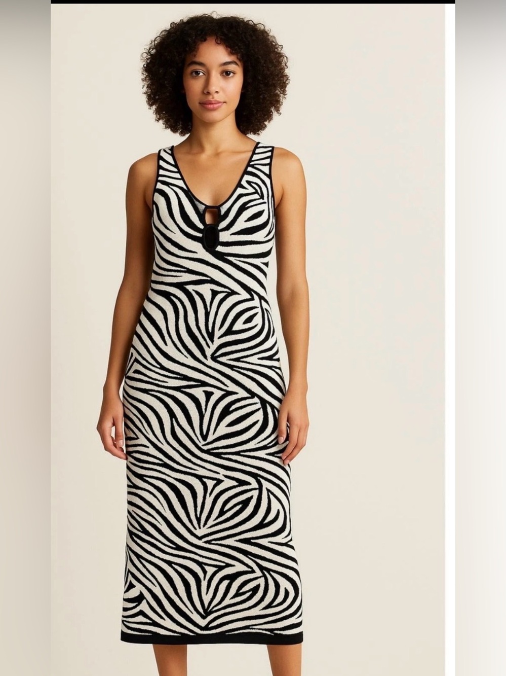 House Of Harlow 1960 Zebra Print Fitted Knit Maxi Dress Size S New no tags